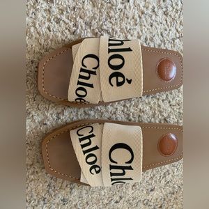 Chloe Woody Flat Mule Slides 36